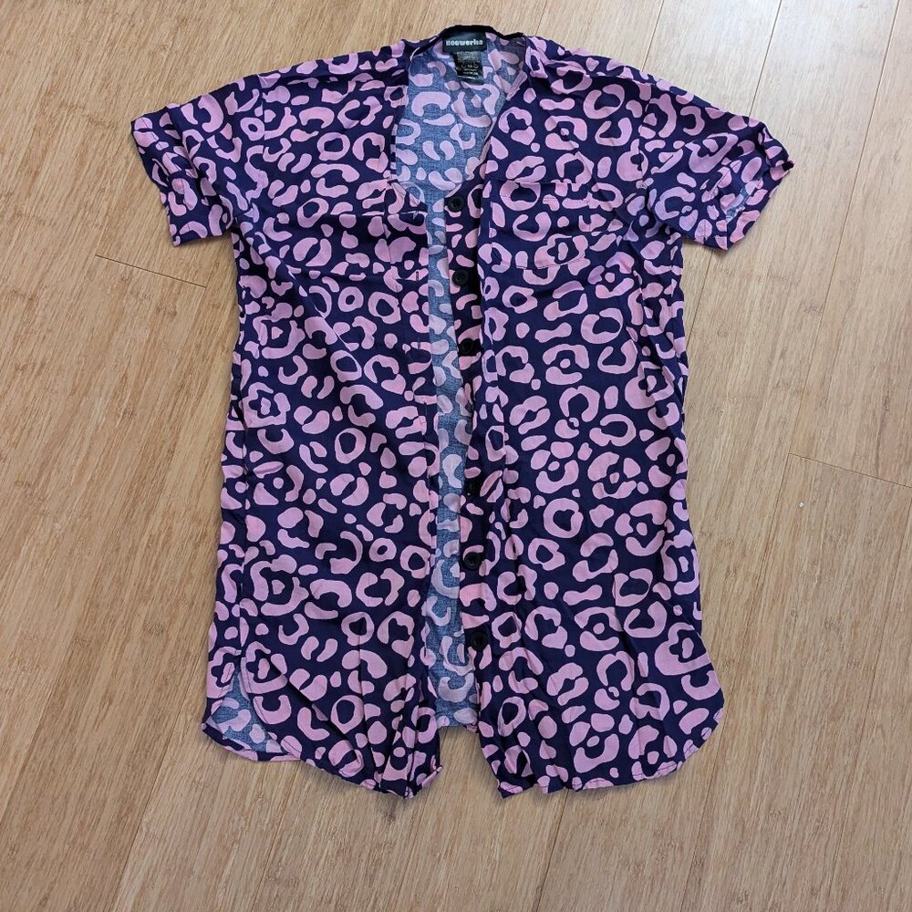 NOOWORKS Annie Leopard / Cheetah Spot Dress Pink Purple Medium